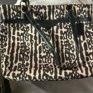 Coach Signature Bag tan, brown, & black handles